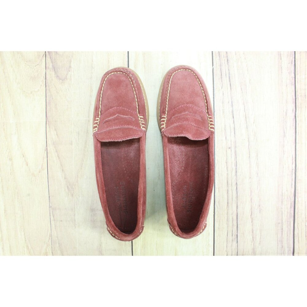 LL Bean Signature Suede Leather Penny Loafers Shoes Burnt Orange 6 M - Picture 8 of 8